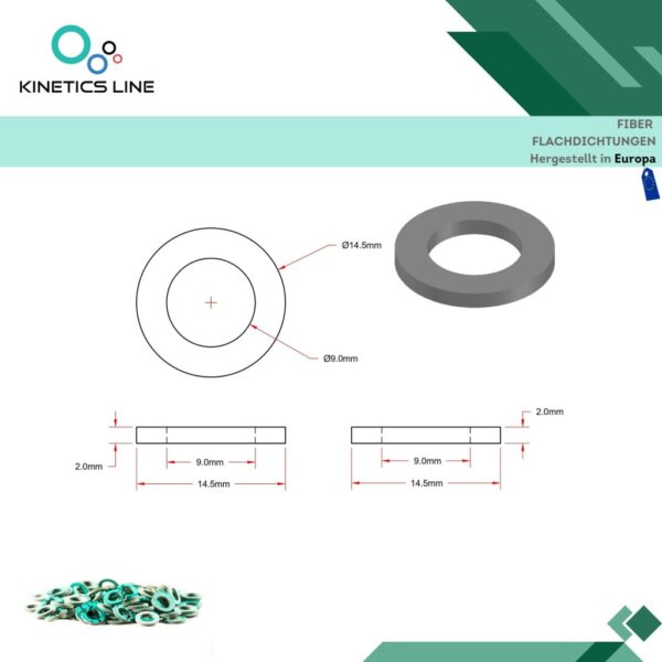 Kinetics Line Fiber Flachdichtung 3/8 Zoll (14.5 x 9 x 2 mm)