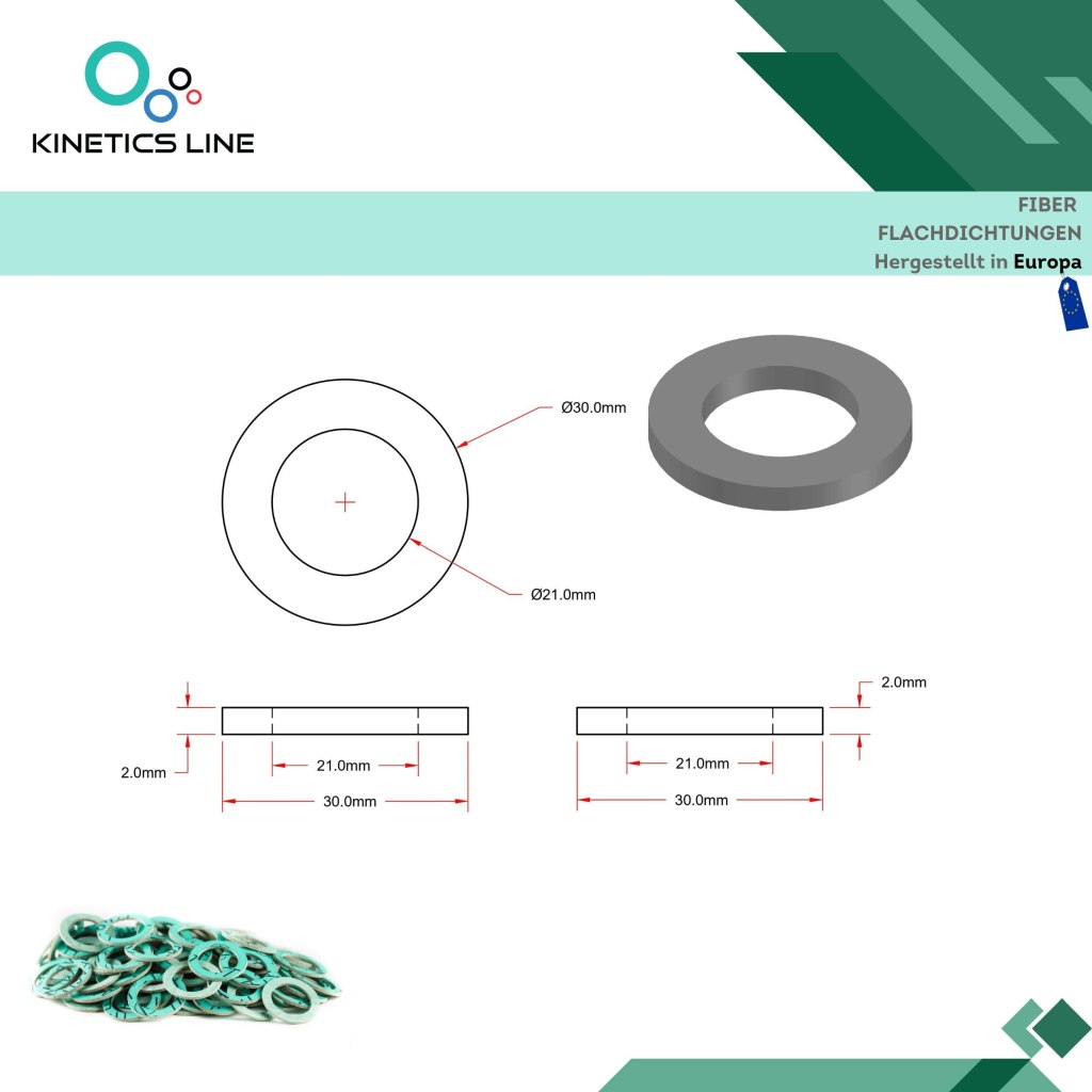 Kinetics Line Fiber Flachdichtung 1 Zoll Spezial (30 x 21 x 2 mm)