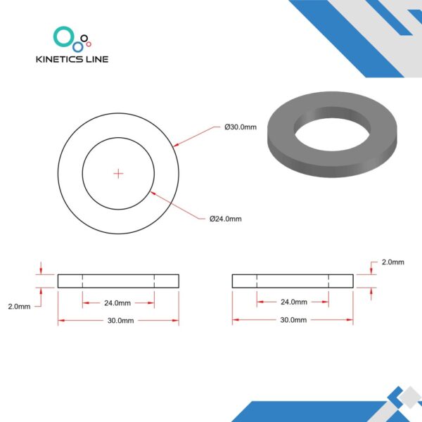 Kinetics Line Flachdichtung 1 Zoll Normal (30 x 24 x 2 mm)