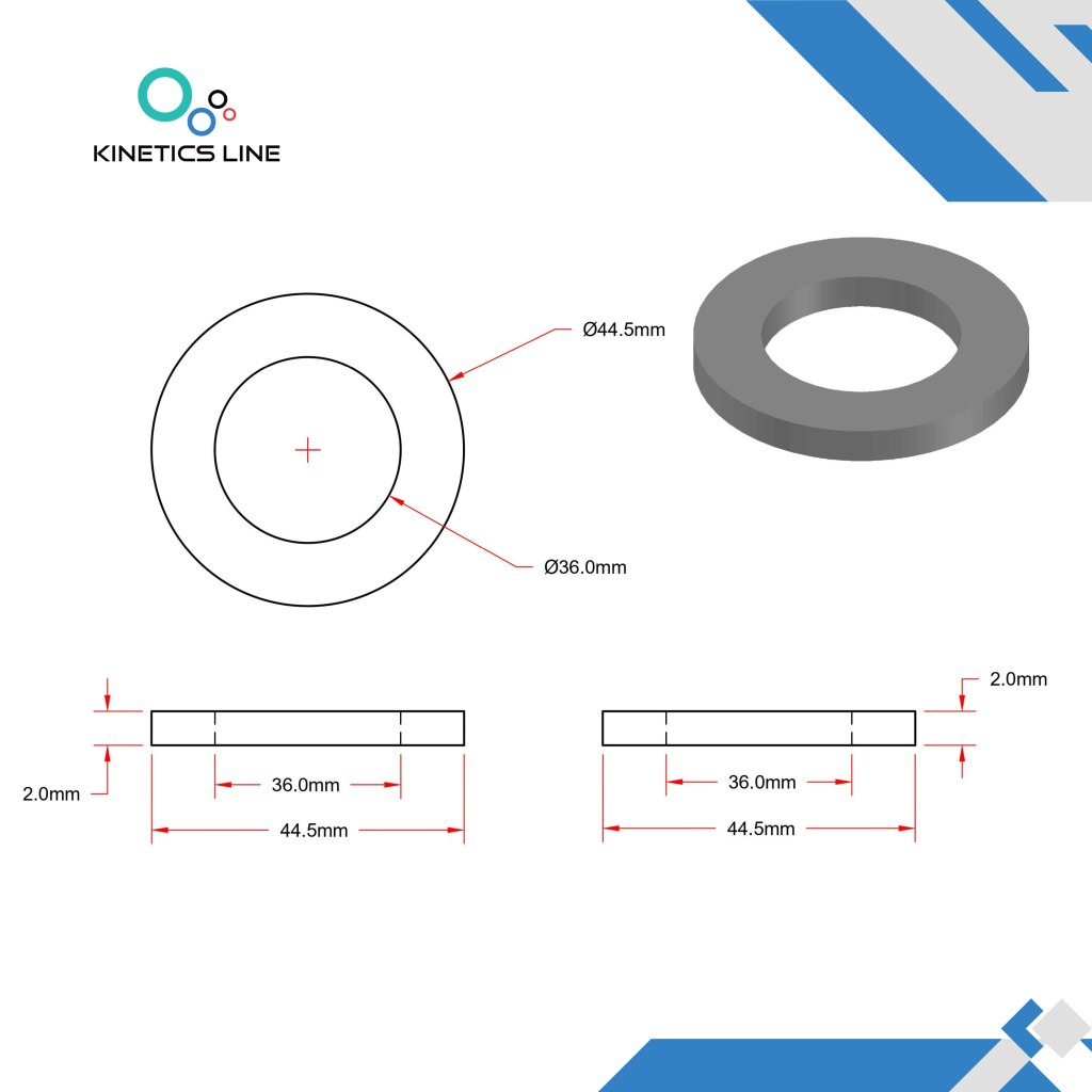 Kinetics Line Flachdichtung 1 1/2 Zoll (44.5 x 36 x 2 mm)