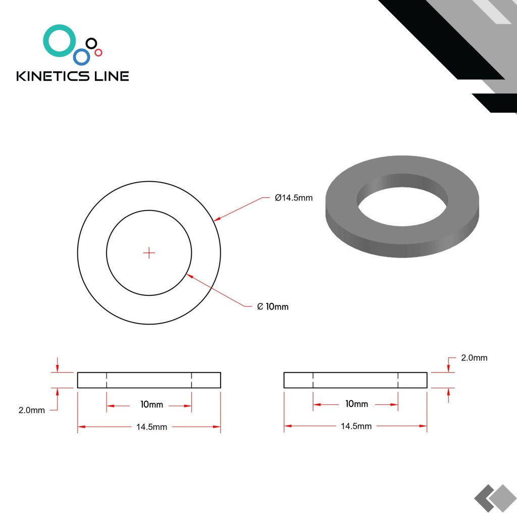 Kinetics Line Gummi Flachdichtung 3/8 Zoll (14.5 x 10 x 2 mm)