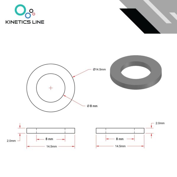 Kinetics Line Gummi Flachdichtung 3/8 Zoll Spezial (14.5 x 8 x 2 mm)