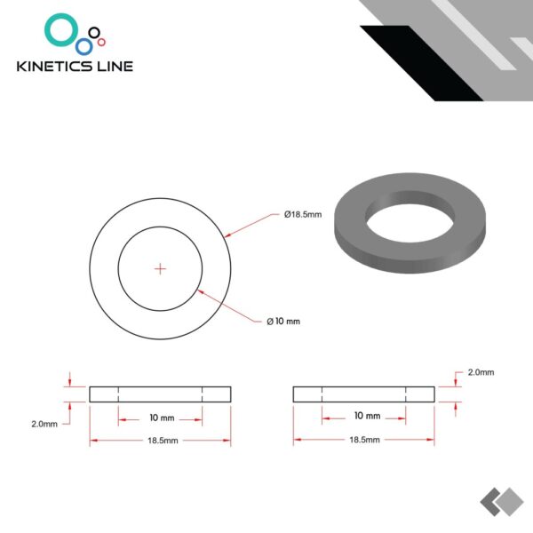 Kinetics Line Gummi Flachdichtung 1/2 Zoll Spezial (18.5 x 10 x 2mm)