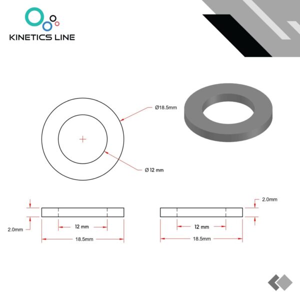 Kinetics Line Gummi Flachdichtung 1/2 Zoll (18.5 x 12 x 2mm)