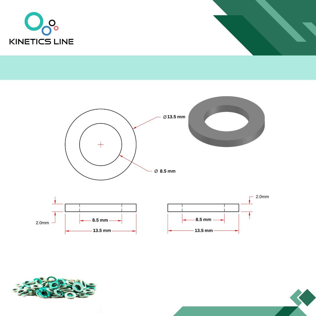 KINETICS LINE Fiber Flachdichtung 3/8 Zoll Reduziert (13.5 x 8.5 x 2 mm)