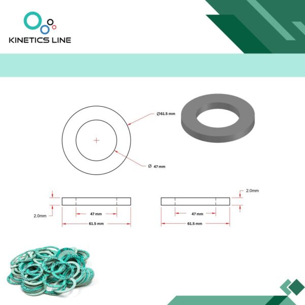 KINETICS LINE Fiber Flachdichtung 2 1/2 Zoll (61.5 x 47 x 2 mm)